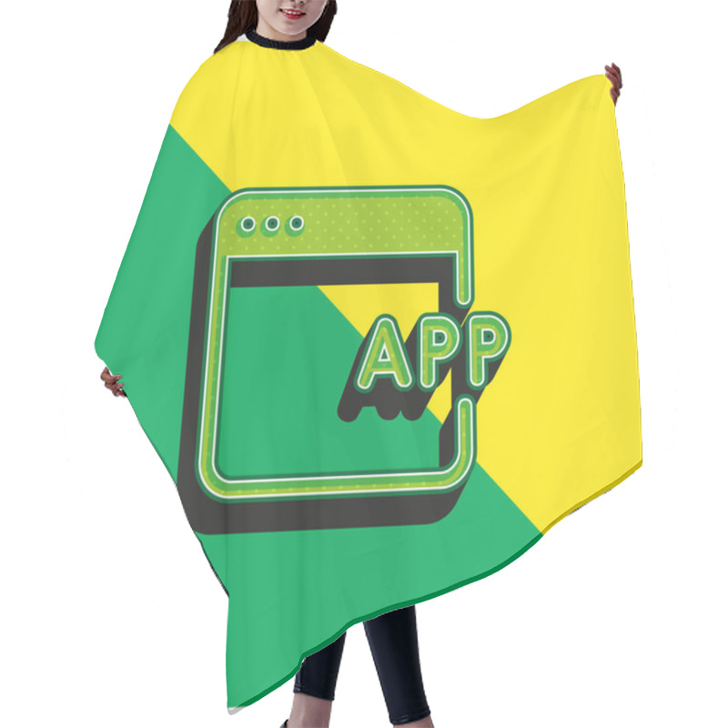 Personality  App Green And Yellow Modern 3d Vector Icon Logo Hair Cutting Cape