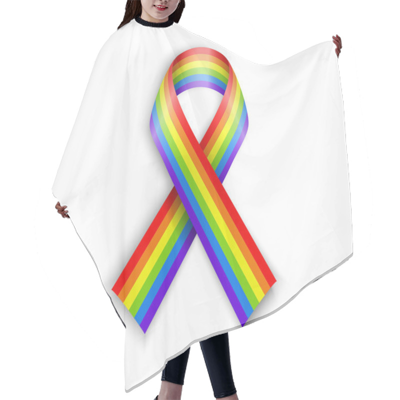 Personality  Rainbow Ribbons. Isolated On White With Transparent Shadow.  Hair Cutting Cape