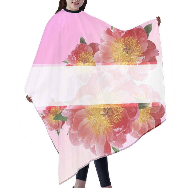 Personality  Lovely Wishes Floral Vector Design Frame. Wild Rose, Peony, Orchid, Hydrangea, Pink And Yellow Flowers.  Hair Cutting Cape