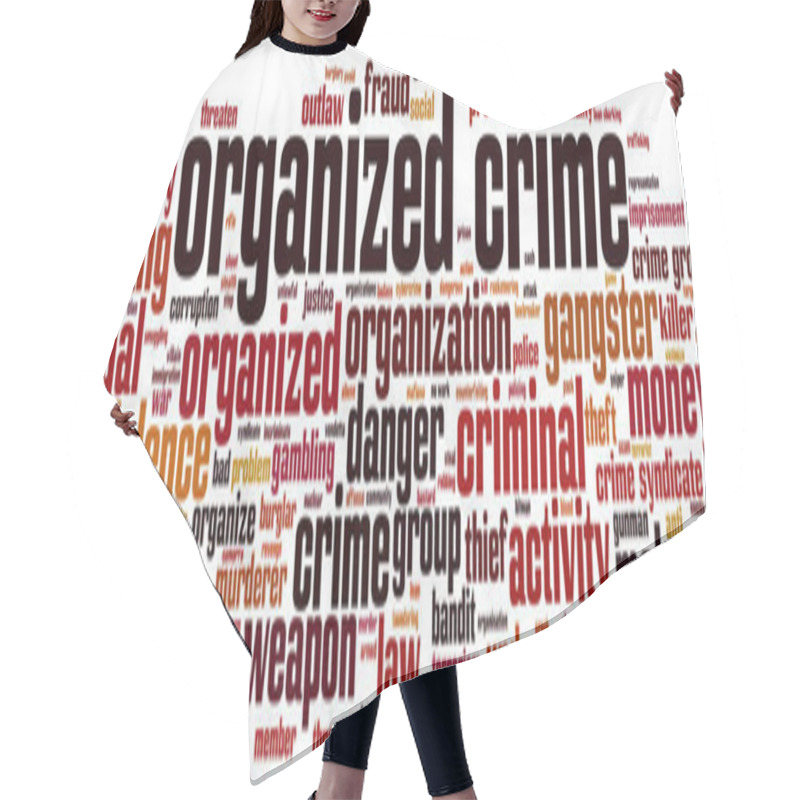 Personality  Organized Crime Word Cloud Concept. Vector Illustration Hair Cutting Cape