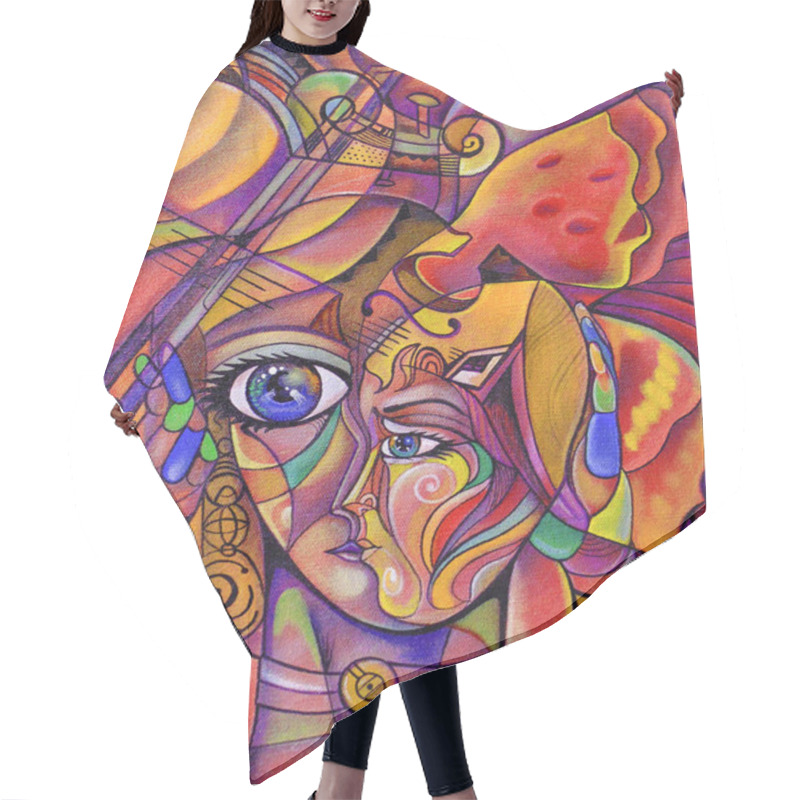 Personality     Woman Cubism Face, Girl Portrait Fantasy Design                             Hair Cutting Cape