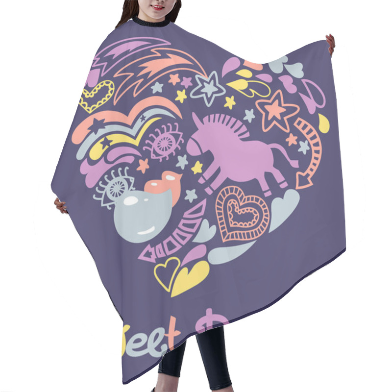 Personality  Seamless Violet Unicorns Pattern Hair Cutting Cape