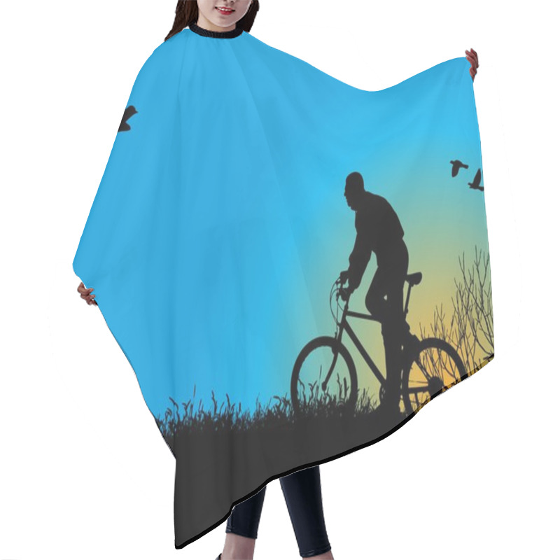 Personality  Young Boy Rides A Bicycle Hair Cutting Cape