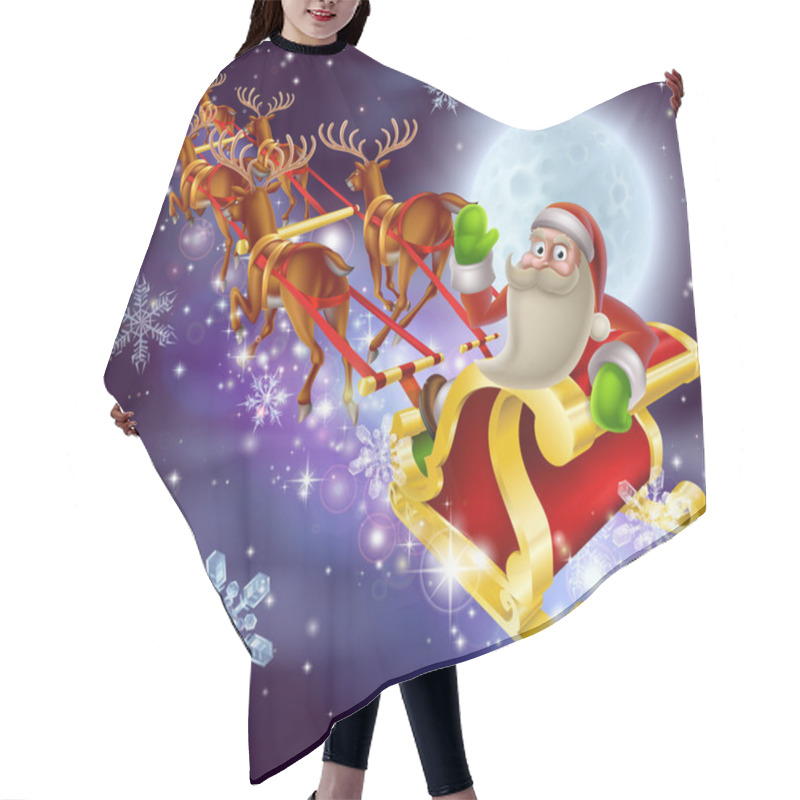 Personality  Santa Claus Sleigh Christmas Scene Hair Cutting Cape