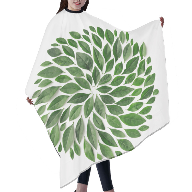 Personality  Green Leaves Arranged In Spiral Shape Hair Cutting Cape