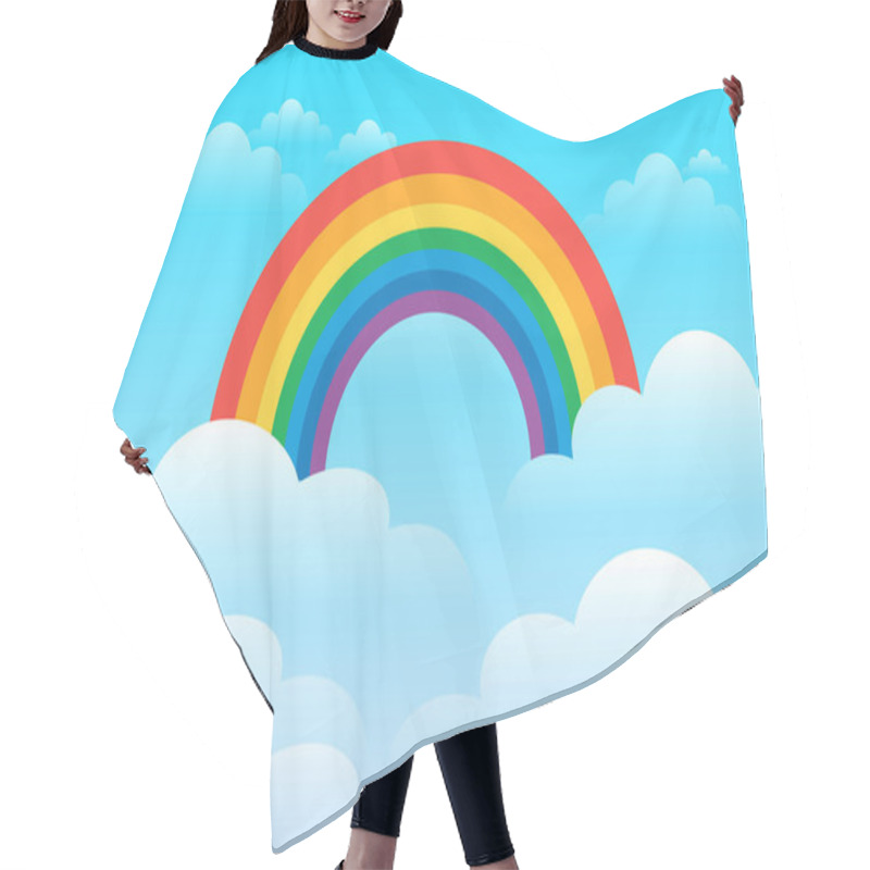 Personality  Colorful Rainbow With Clouds In The Sky. Cloudy Landscape Wallpaper.  Clean And Minimal Scenery Background For Children's Bedroom, Baby Nursery, Baby Room Decor. Hair Cutting Cape