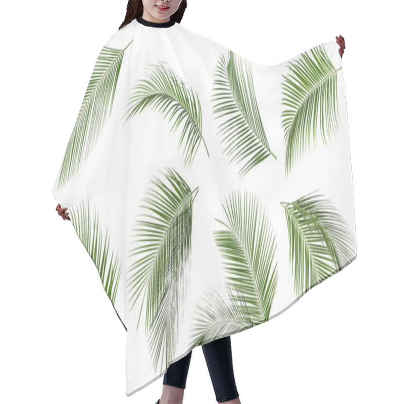 Personality  Set Of Tropical Leaves On White Background Hair Cutting Cape