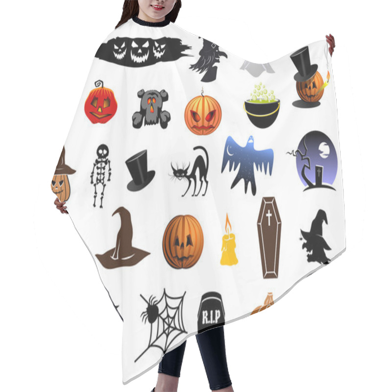 Personality  Set Of Halloween Icons Hair Cutting Cape