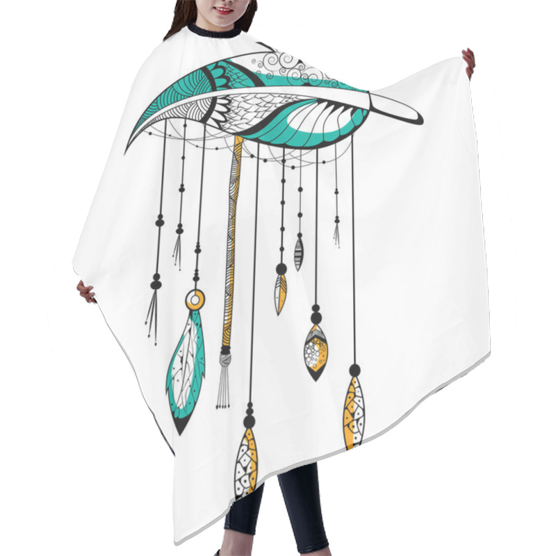 Personality  Tribal Boho Style Feather Hair Cutting Cape