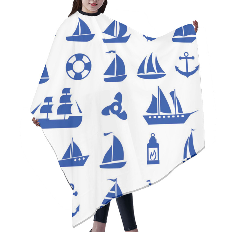 Personality  Sailboat Symbol Set.  Hair Cutting Cape