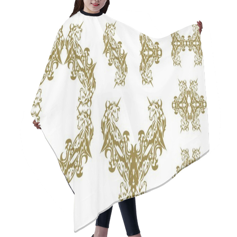 Personality  Tribal Decorative Golden Unicorn Symbols Hair Cutting Cape