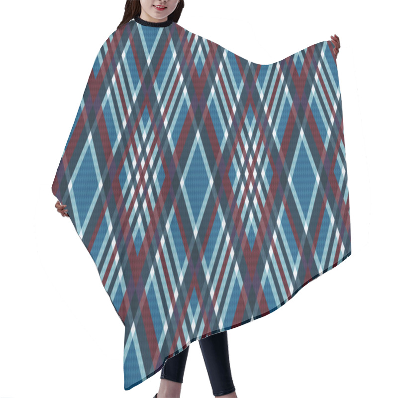 Personality  Rhombic Seamless Checkered Pattern In Blue And Red Hair Cutting Cape