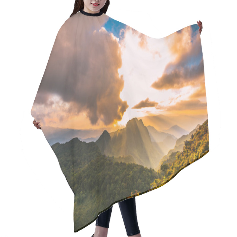 Personality  The Sun Over A Mountain Range At Doi Luang Chiang Dao, High Moun Hair Cutting Cape