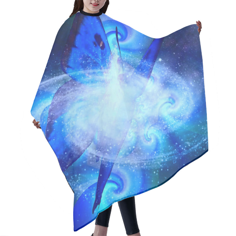 Personality  Butterfly With Swirl Of Stars And Flame. 3d Rendering. Hair Cutting Cape