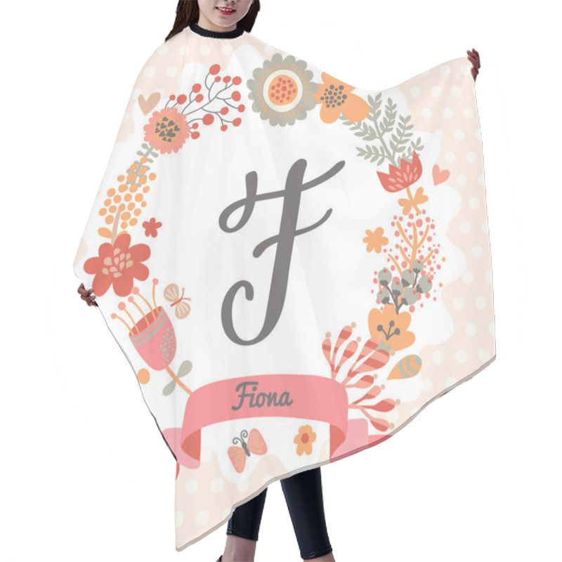 Personality  Floral Wreath With Letter F Hair Cutting Cape