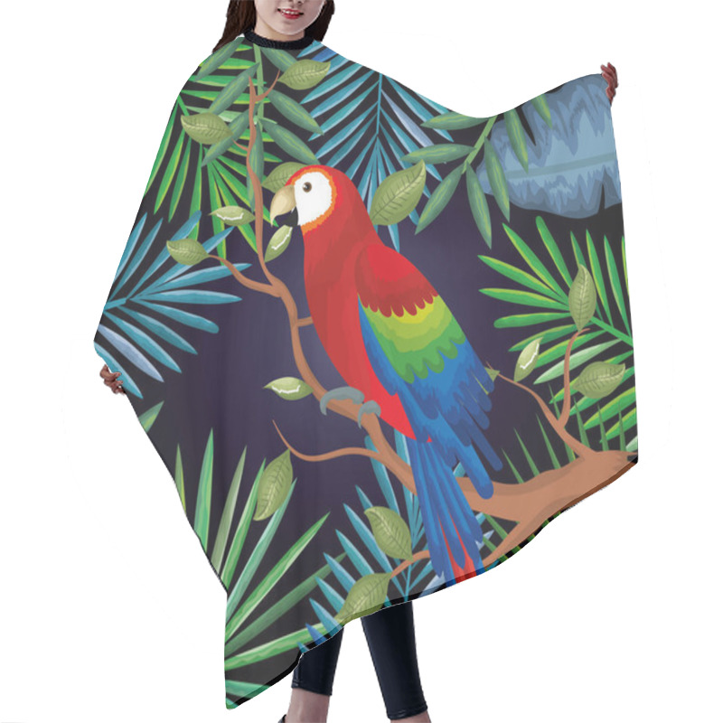 Personality  Tropical And Exotic Garden With Parrot Hair Cutting Cape