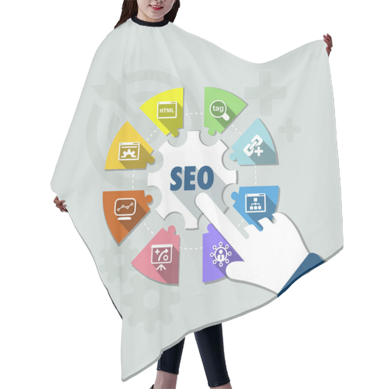 Personality  Flat Seo Infographics Background Hair Cutting Cape