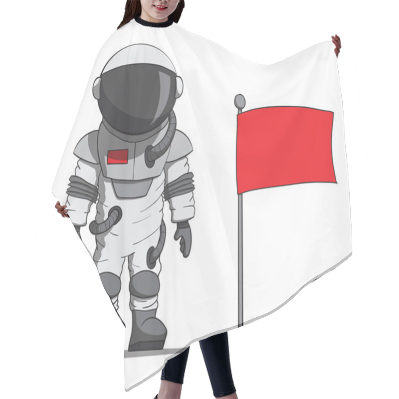 Personality  Cartoon Astronaut With A Flag. Vector Illustration Hair Cutting Cape