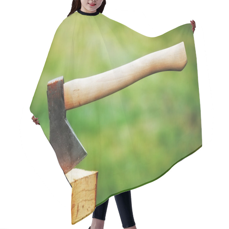 Personality  Axe Stuck In Wood Hair Cutting Cape