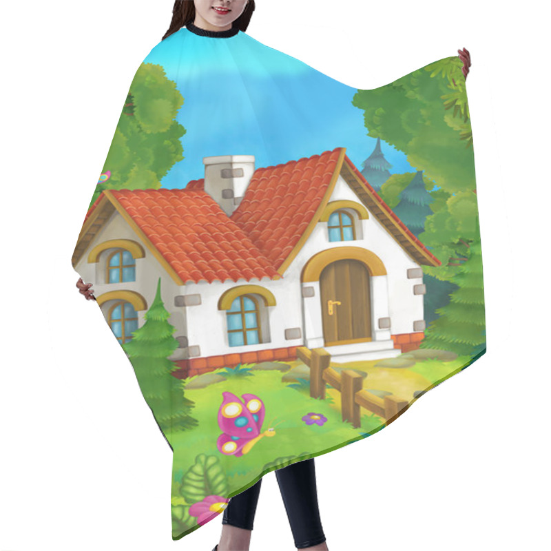 Personality  Cartoon Background Of An Old House In The Forest Hair Cutting Cape