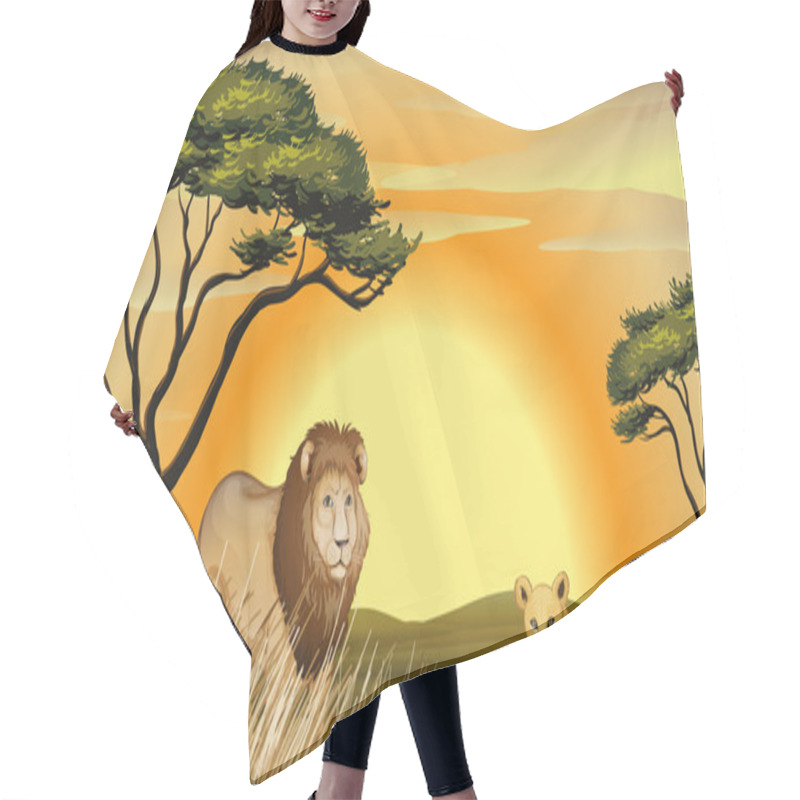 Personality  Tiger And Lion Hair Cutting Cape