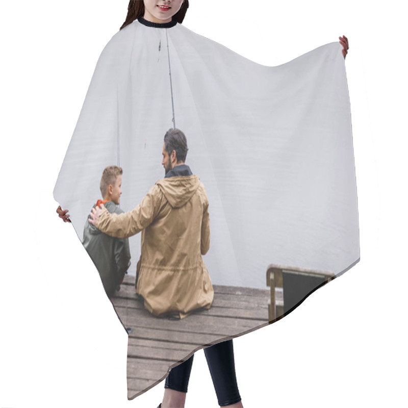 Personality  Father And Son Fishing Together Hair Cutting Cape