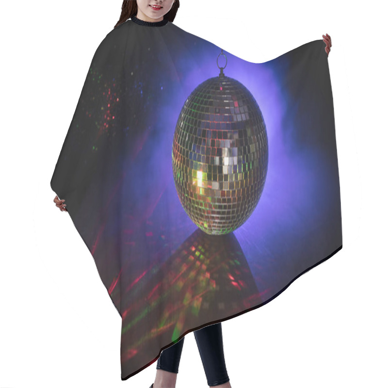 Personality  Colorful Disco Mirror Ball Lights Night Club Background. Party Lights Disco Ball. Selective Focus Hair Cutting Cape