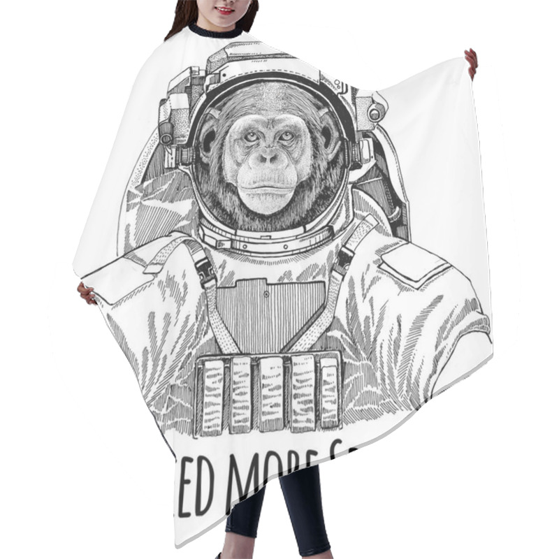 Personality  Chimpanzee Monkey Wearing Space Suit Wild Animal Astronaut Spaceman Galaxy Exploration Hand Drawn Illustration For T-shirt Hair Cutting Cape