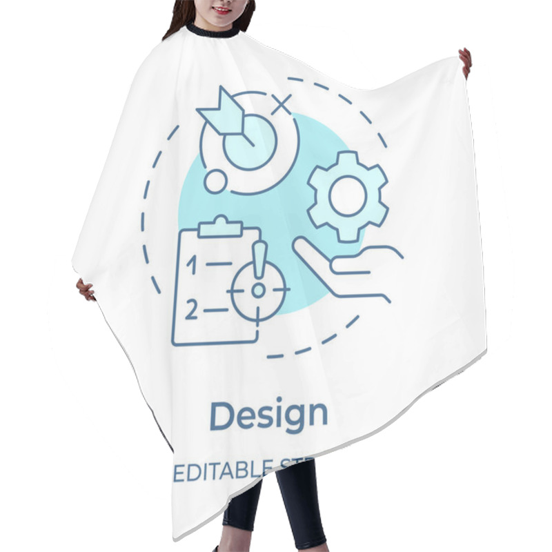 Personality  Business Processes Management Design Soft Blue Concept Icon. Workflow Managing, Operational Efficiency. Round Shape Line Illustration. Abstract Idea. Graphic Design. Easy To Use In Infographic Hair Cutting Cape