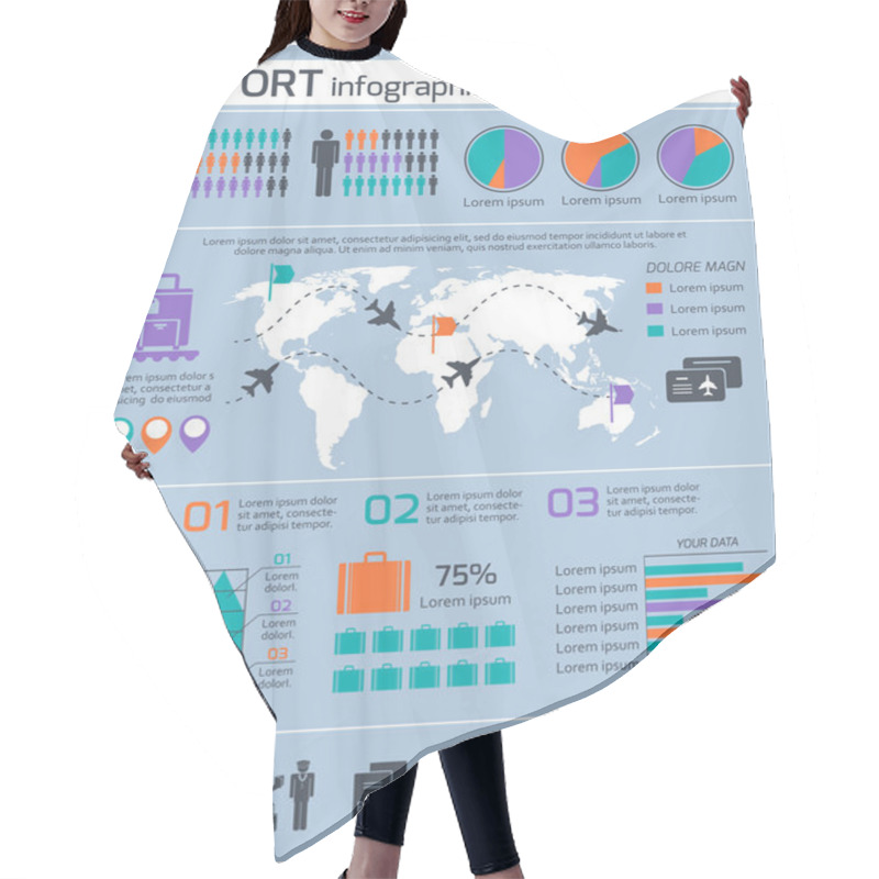 Personality  Airport Business Infographic Set Hair Cutting Cape