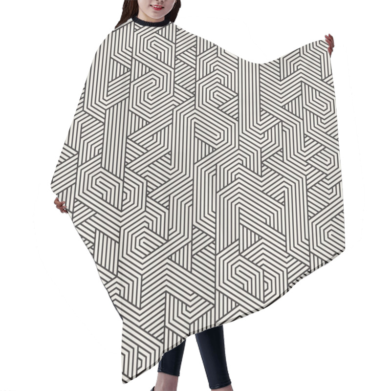 Personality  Vector Seamless Black And White Irregular Triangle Lines Geometric Pattern Hair Cutting Cape