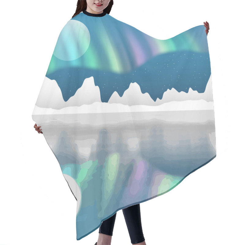 Personality  Arctic Pole Vector Landscape With Aurora Hair Cutting Cape