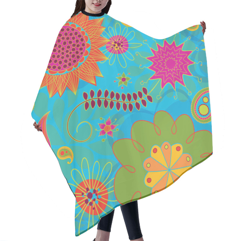 Personality  Seamless Line Doodles Bright Pattern Hair Cutting Cape