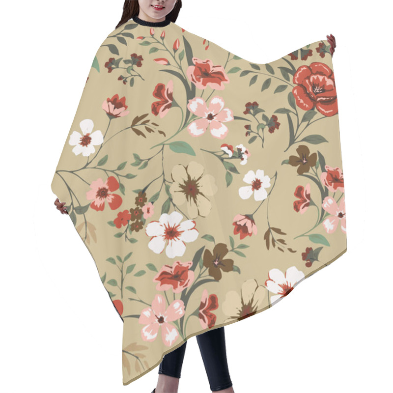 Personality  Flowers With Leaves Of Daffodils Narcissus Lily Clover Pattern On A Brown Background Hair Cutting Cape