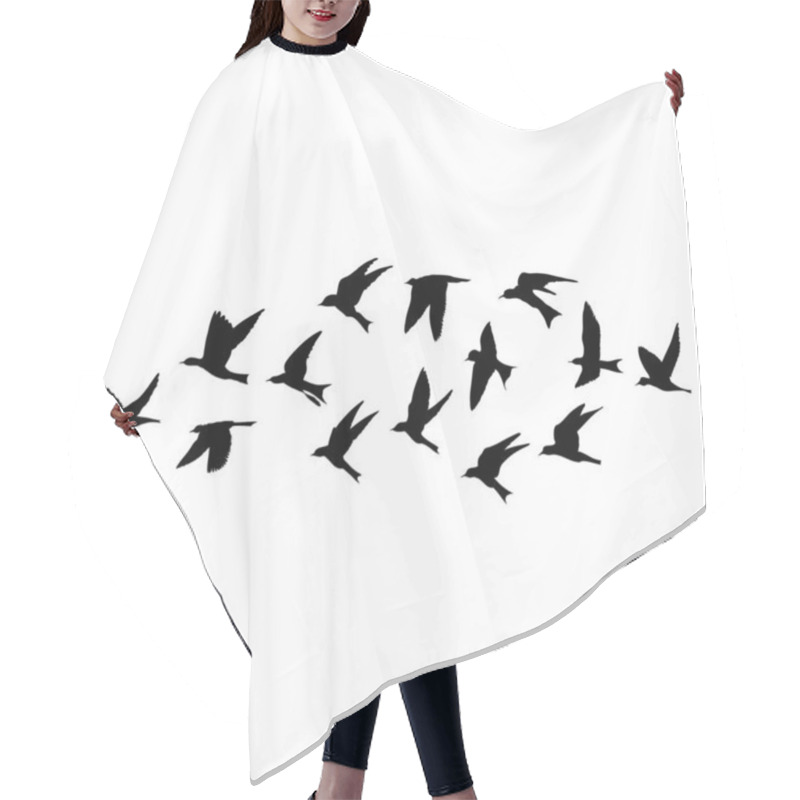 Personality  Silhouette Of Flying Birds On White Background. Inspirational Bo Hair Cutting Cape