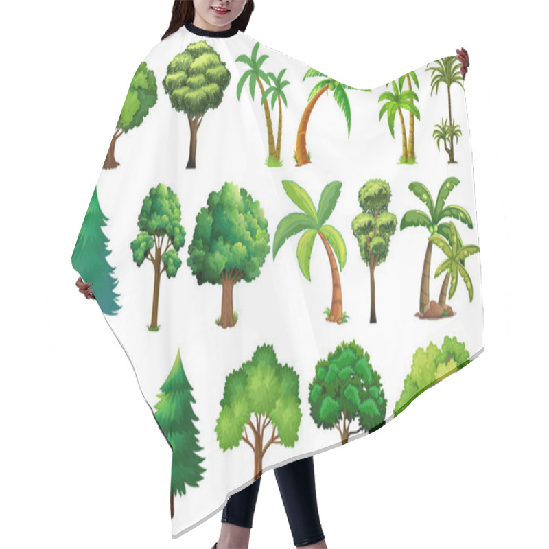 Personality  Set Of Variety Plants And Trees Illustration Hair Cutting Cape