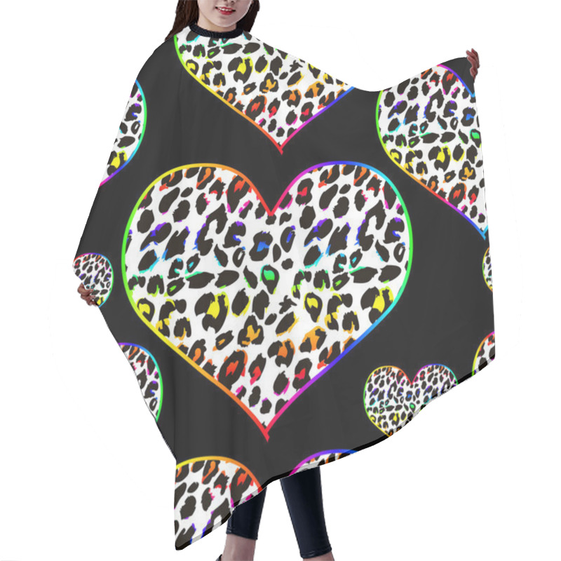 Personality  Sexy Hearts With Leopard Print Pattern. Hair Cutting Cape