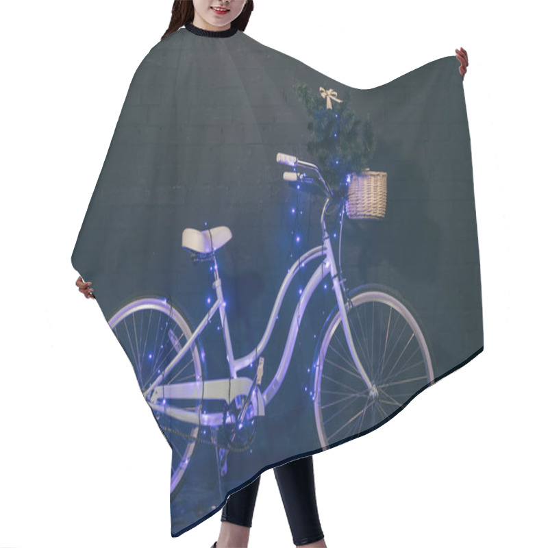 Personality  Retro Bicycle In Christmas Lights  Hair Cutting Cape