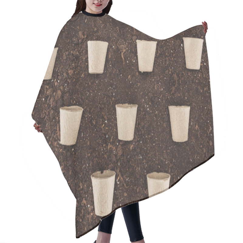 Personality  Flat Lay Of Used Paper Cups On Ground,  Protecting Nature Concept  Hair Cutting Cape