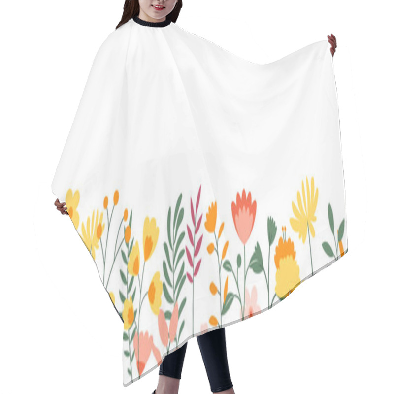 Personality  Flowers And Leaves Horizontal Background. Floral Spring Backdrop With Copy Space For Text. Hair Cutting Cape