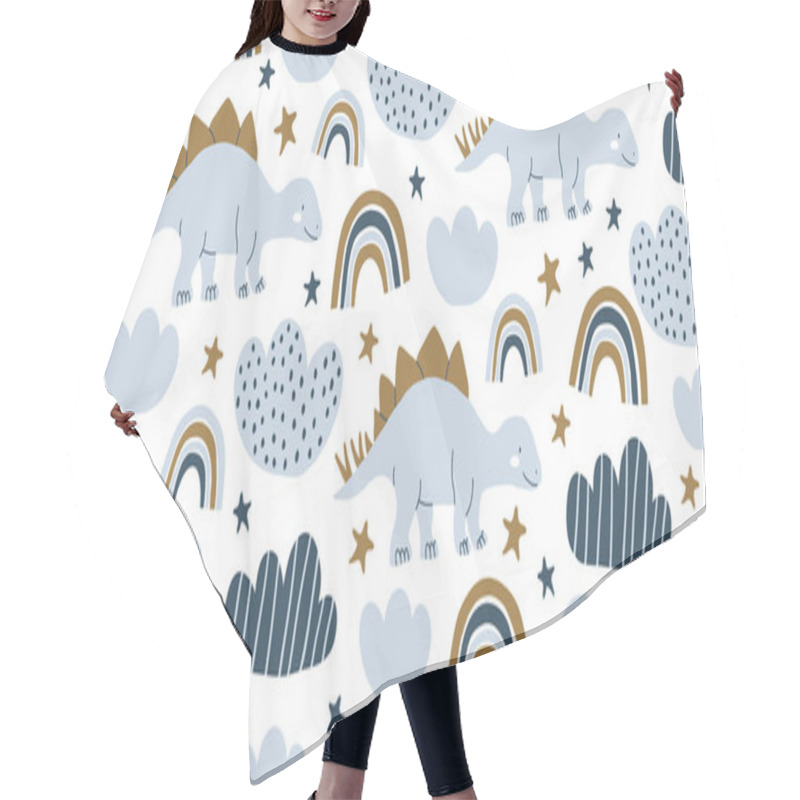 Personality  Scandinavian Dino Dinosaur Seamless Pattern Hair Cutting Cape