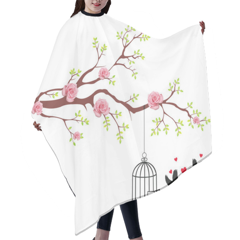 Personality  Bird Freeing From The Cage To It's Lover Couple. Hair Cutting Cape