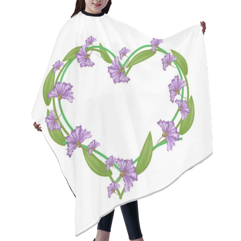 Personality  Purple Crape Myrtle Flowers In A Heart Shape Hair Cutting Cape