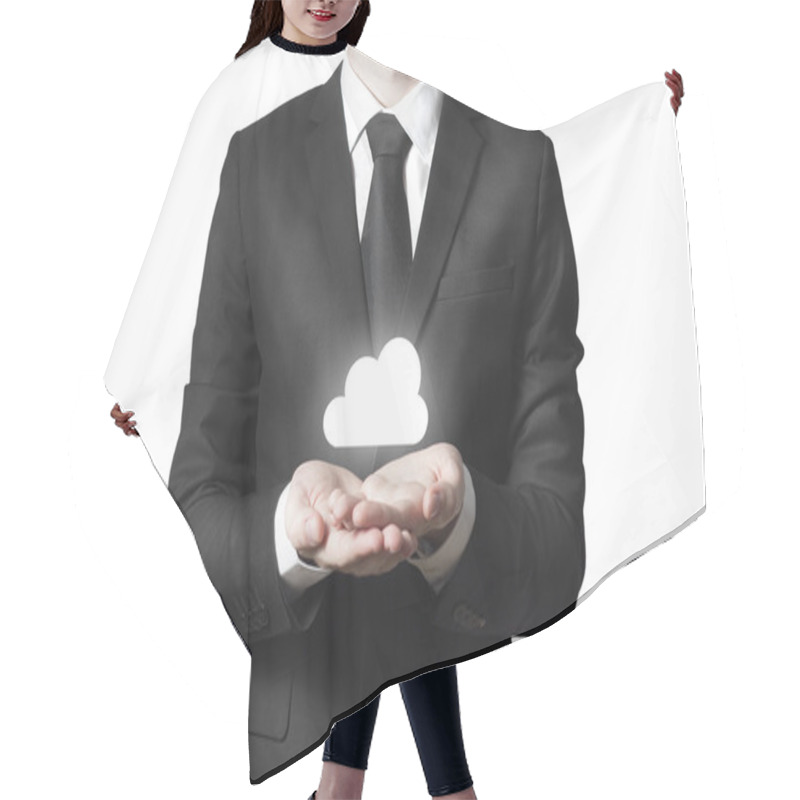 Personality  Businessman Serving Gesture Cloud Symbol Hair Cutting Cape