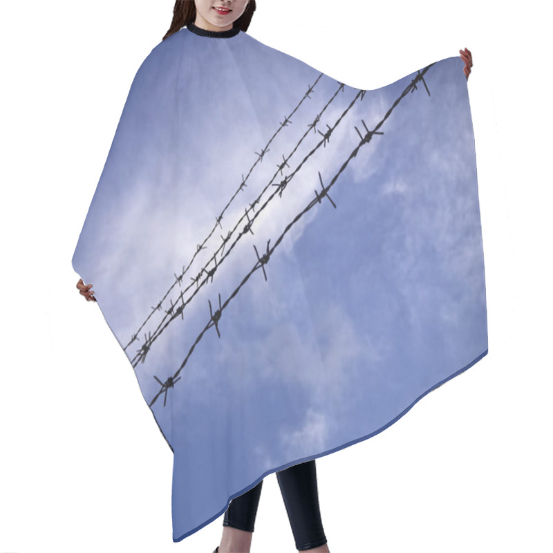 Personality  The Silhouette Barbwire Stacked In Line,on Sky Background,abstract And Art Tone Hair Cutting Cape