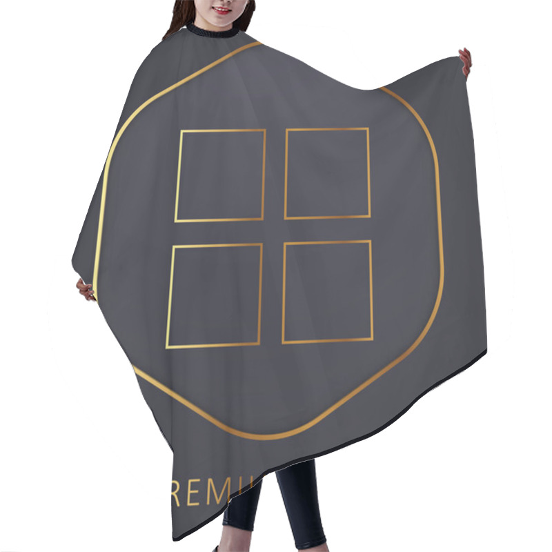 Personality  4 Black Squares Golden Line Premium Logo Or Icon Hair Cutting Cape