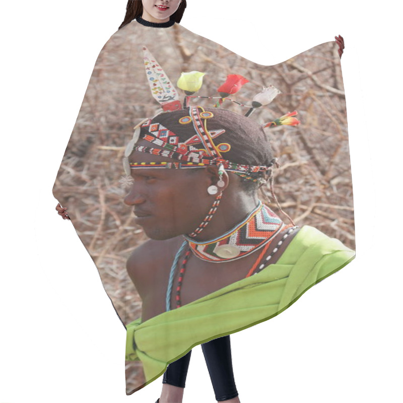 Personality  Headdress Of A Samburu Warrior In Kenya Hair Cutting Cape