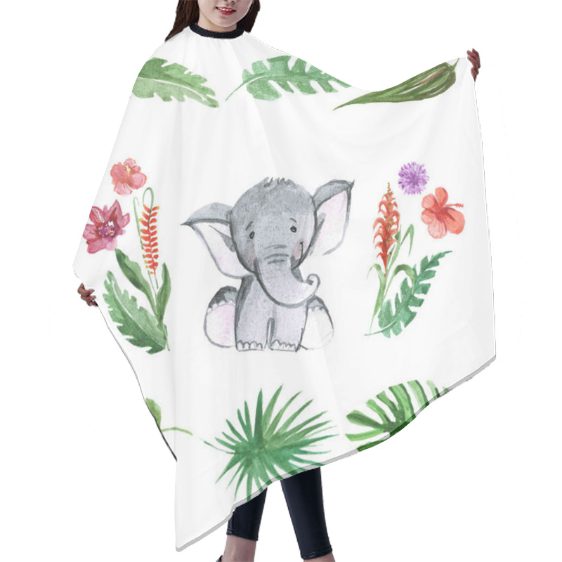 Personality  Cute Baby Elephant Animal For Kindergarten, Nursery, Children Clothing, Pattern Hair Cutting Cape