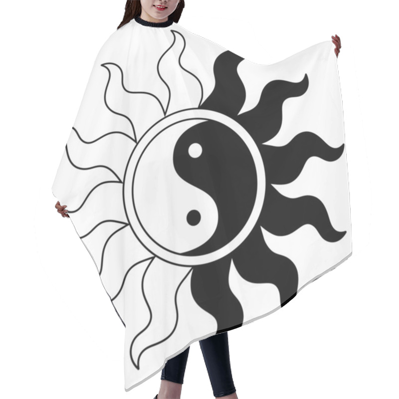 Personality  Ying Yang Symbol In Sun Hair Cutting Cape