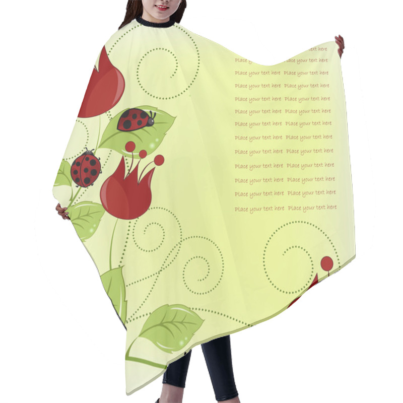 Personality  Beautiful Card With Ladybugs And Red Flowers Hair Cutting Cape